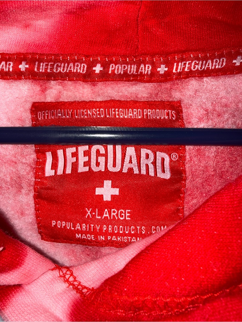 Lifeguard Red Tie-Dye Pullover Hoodie - Women's Casual Sweatshirt - Picture 3 of 4